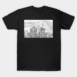 LOS ANGELES skyline - pencil portrait .1 T-Shirt